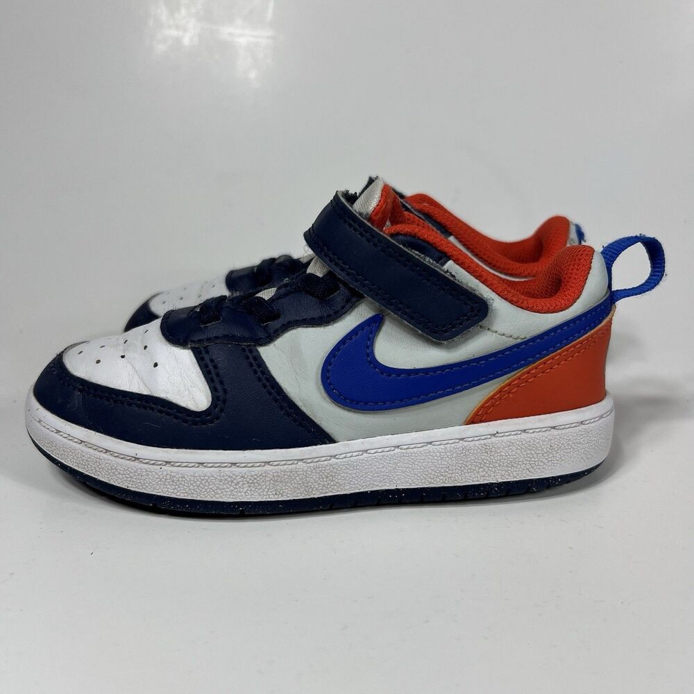 Nike Court Borough Low Recraft Size 10C Blue Orange White DV5458 401 / See Pics!